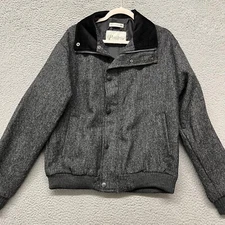 Peregrine Jacket Mens L Gray Harrington Wool Bomber England Harris Tweed
