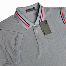 G/Fore Mens Medium Large XL Line Up Short Sleeve Golf Polo Gray Collar Stripes