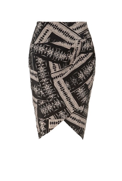 Country Road Size 8 SARONG SKIRT Black Brown 100% Silk 