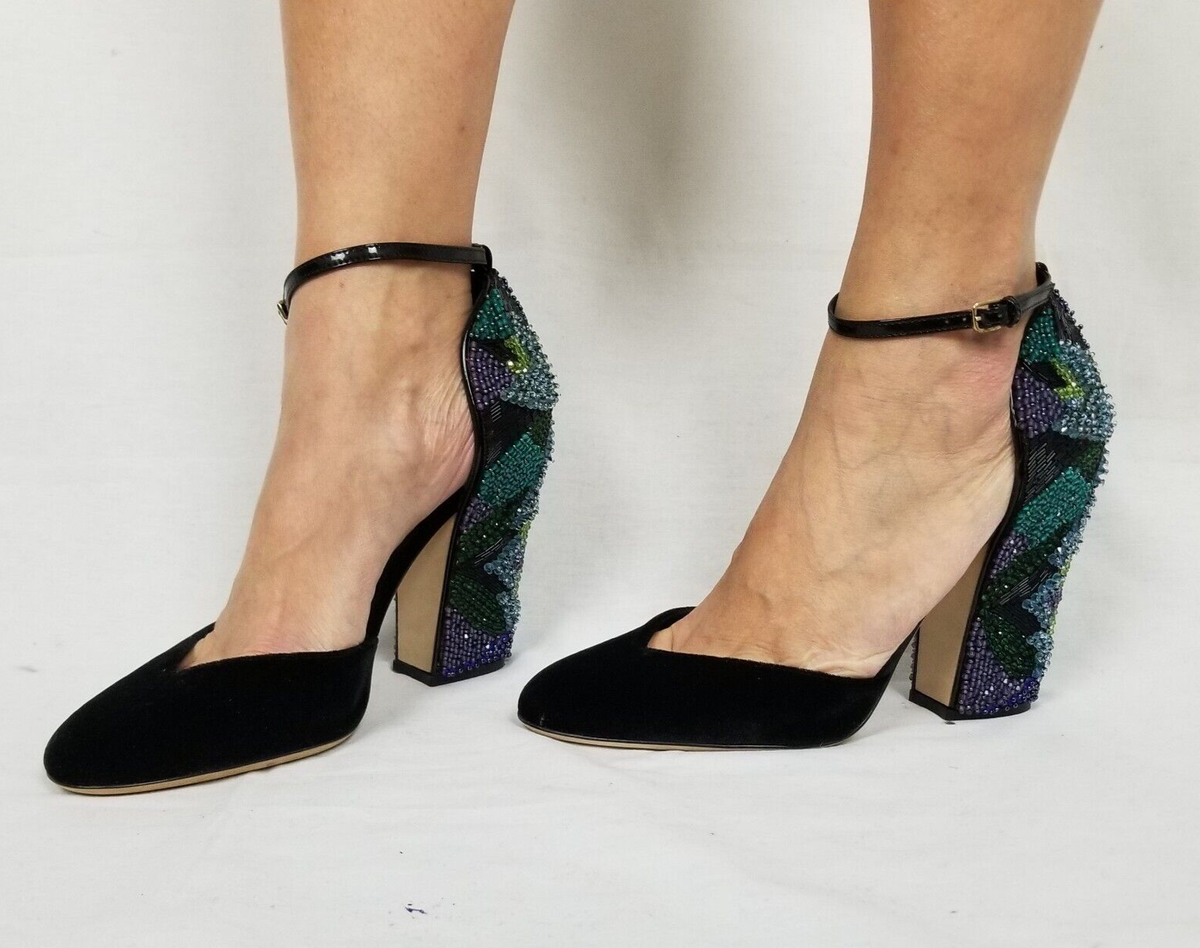 SERGIO ROSSI Chantal Embellished D'orsay Ankle Strap Pumps