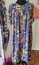 GO SOFTLY PATIO Colorful MuuMuu Vintage Patio House Dress Kaftan Cotton Lounge L