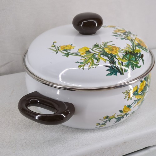Villeroy & Boch Botanica Enameled Metal Cooking Pot w/ Lid Yellow Floral 5 Qt EC - Picture 5 of 20