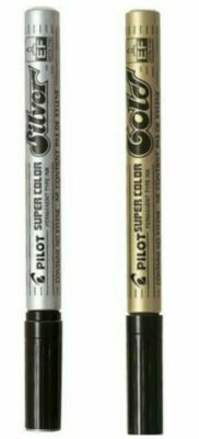 Pilot Super Color Metallic Lack Marker Stifte - Gold & Silber - extra feine Spitze