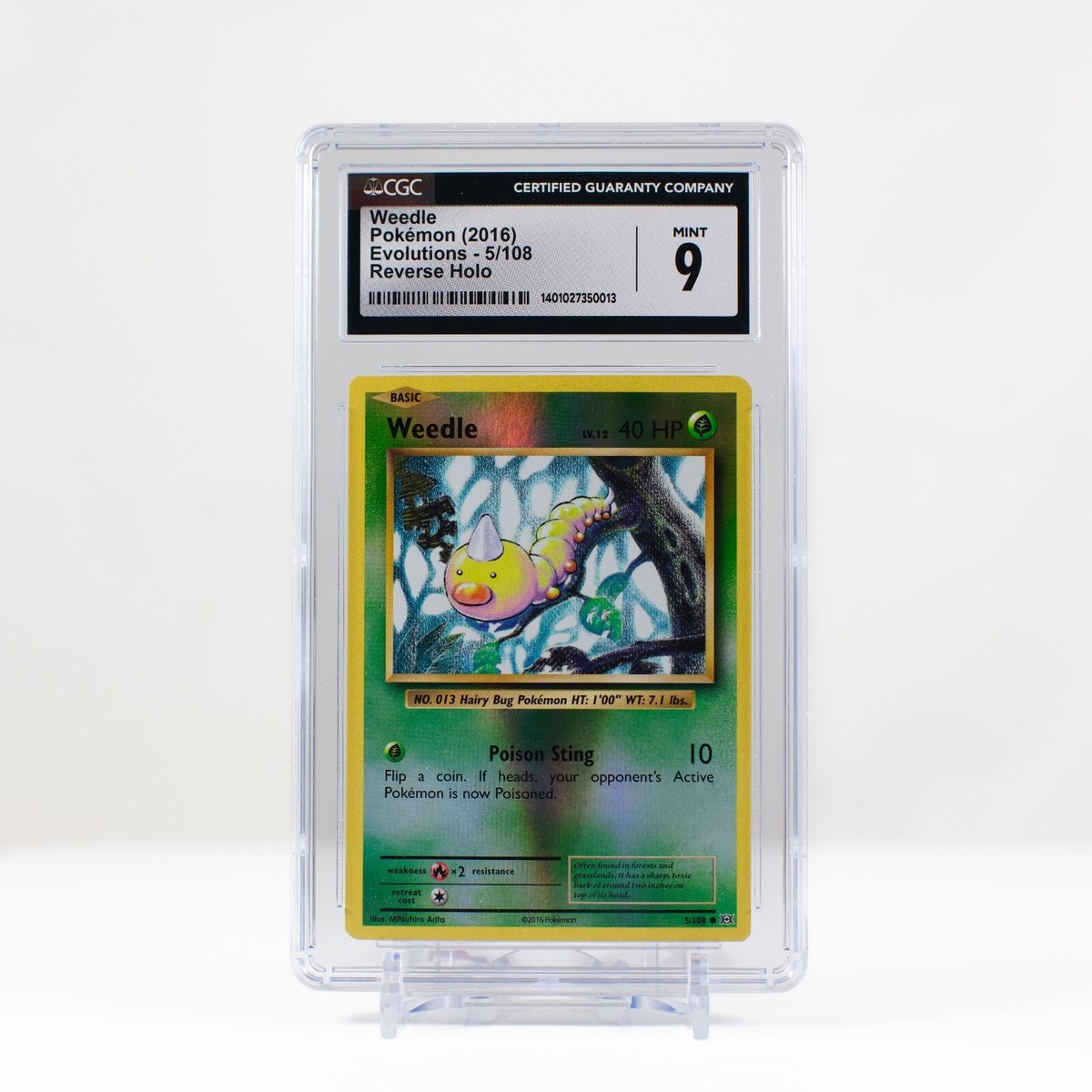 rare weedle card Pokémon Weedle Reverse Holo 5/108 XY Evolutions - CGC 9