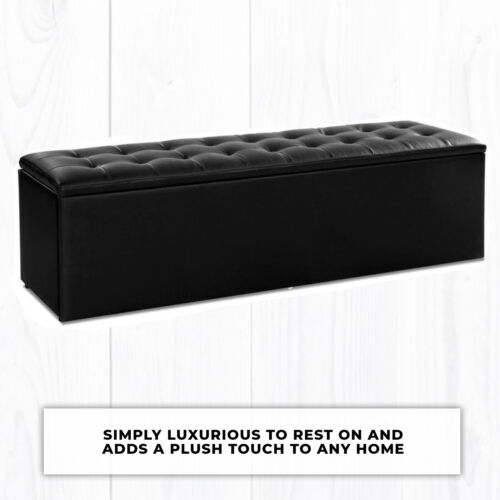 Long Storage Ottoman Bench Seat Blanket Furniture Foot Stool Toy Chest Box NEW - Picture 2 of 9