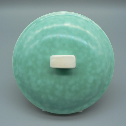 POOLE POTTERY RARE SHAGREEN CONSOMMÉ CUP COVER STAND 1930S DECO LIDDED SOUP BOWL - Picture 15 of 16
