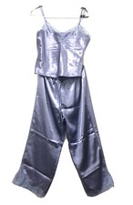 Valerie Stevens Intimates Purple Satin Lace Top Bottom Pajama Set Size S
