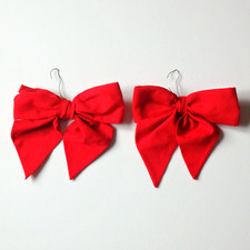 Set of 12 Handmade Christmas Tree Bows Package Bows Red Plus 2 Bonus Felt Bows