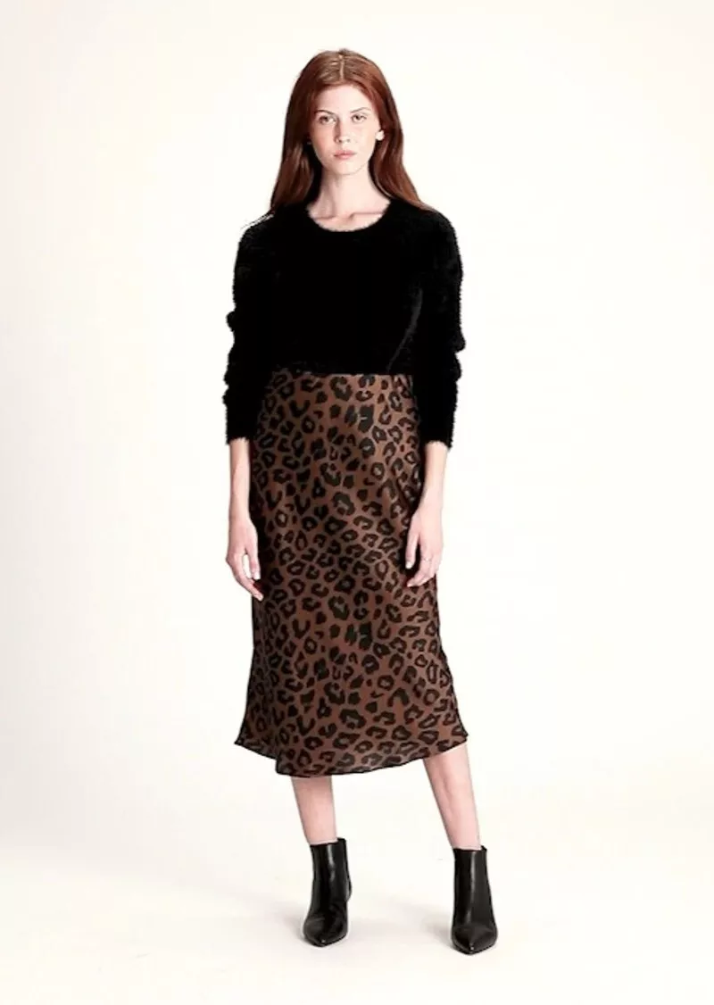 Bias cut satin midi skirt in 2025 leopard print