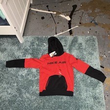 Nike Air Boys Red/Black Pullover Hoodie Hooded Pockets Logo Print XL