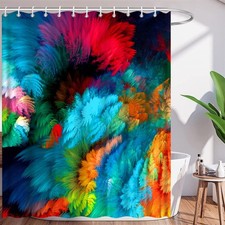 Colorful Shower Curtain Art Decor Beautiful Watercolor Abstract Bathroom Curt...
