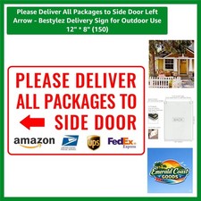 Elegant Outdoor Delivery Sign: 'All Packages to Side Door' in 12" x 8" Aluminum