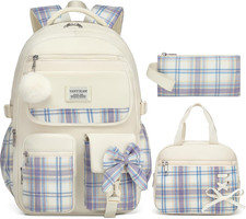 Backpack for School Girls, 3Pcs Kids Cute Bookbag with Lunch Box Pencil Pouch, S
