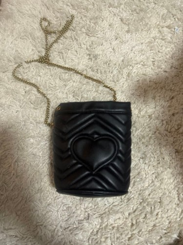 GUCCI Marmont GG Chain Shoulder Bag Drawstring Leather Black Gold Hardware Japan - Picture 2 of 24