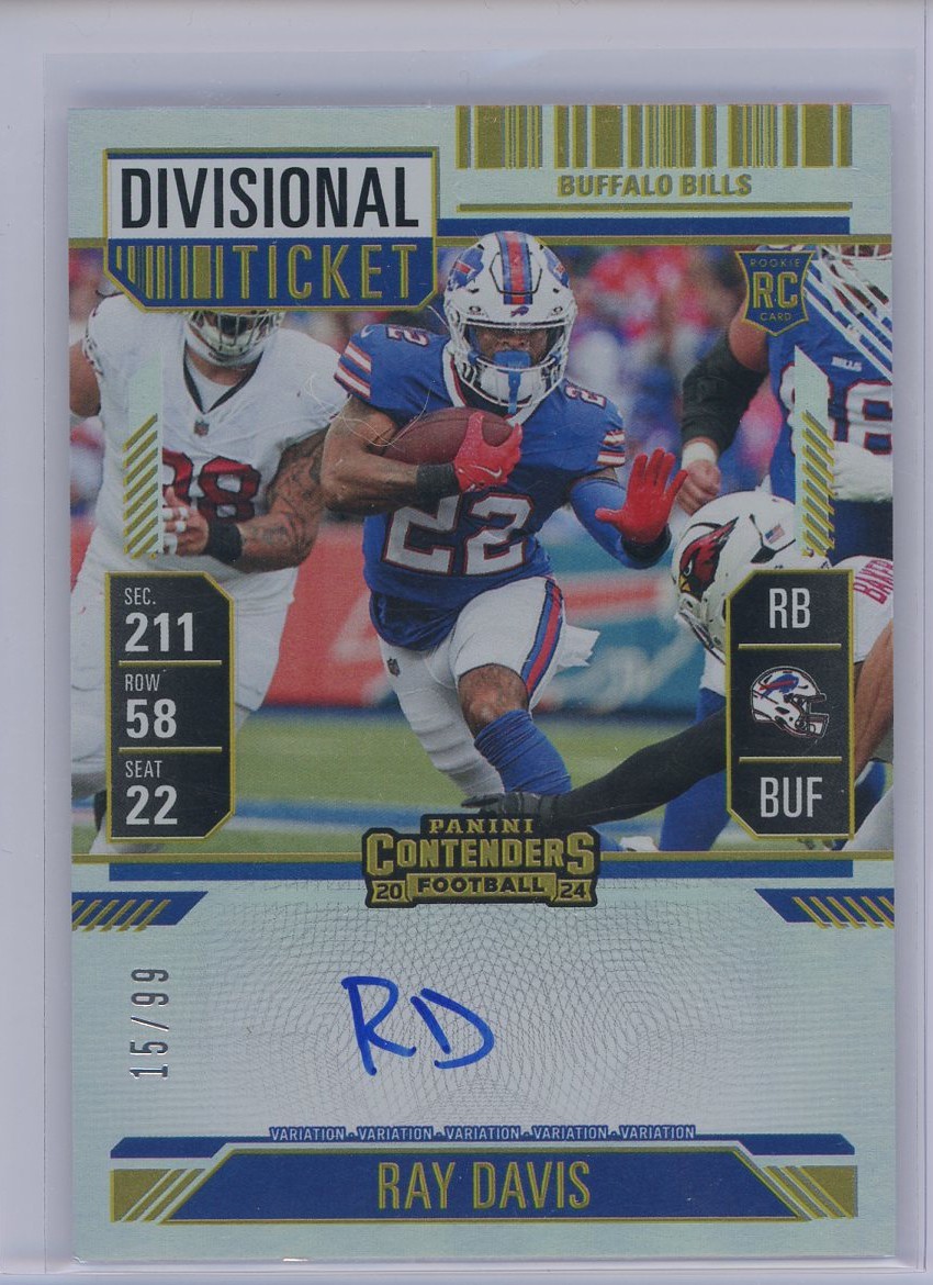 2024 Contenders Ray Davis Rookie Ticket Variation Auto RC Divisional VAR #/99