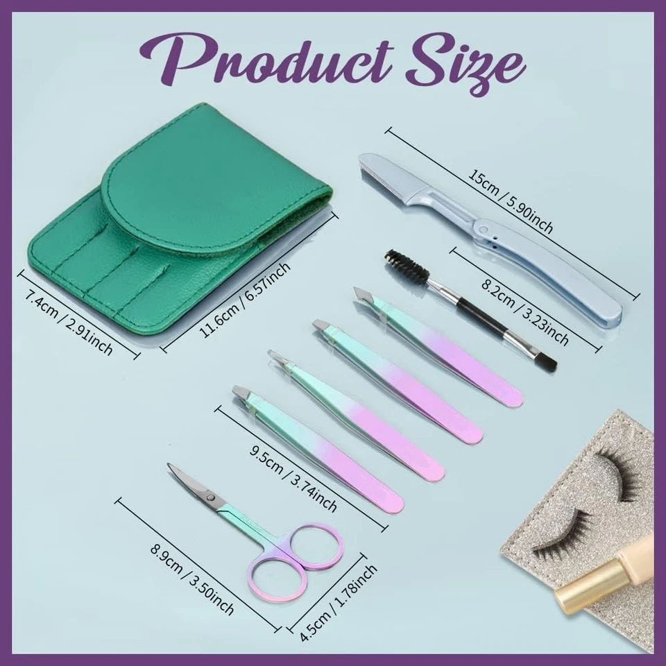 Juego De 7 Pinzas De Precisión Para Depilar El Vello Facial De Mujer US NUEVO Foto 3 de 4