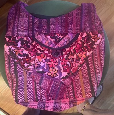 Pink Boho Embroidered Crossbody Sling Bag Hippie Hobo Floral Pocket 11x11 Unbran