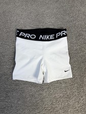 Nike Pro Shorts Mens M White Compression Jersey Slim Fit Elastic Waist 5 Inseam