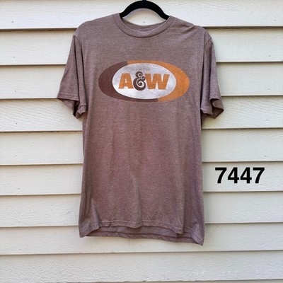 Tee Luv AW Root Beer Graphic T-Shirt Mens Medium Heather Brown Vintage Style NEW