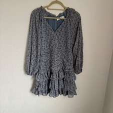 ASTR the Label Floral Print Ruffle Mini Dress Long Sleeve V Neck Women NWOT