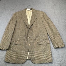 Vintage Polo Ralph Lauren Blazer Mens 40 Regular Tan Glen Check Tweed Sport Coat