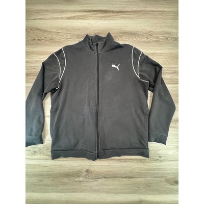 Puma Track Jacket Full Zip Black White Logo Men's Athletic Performance