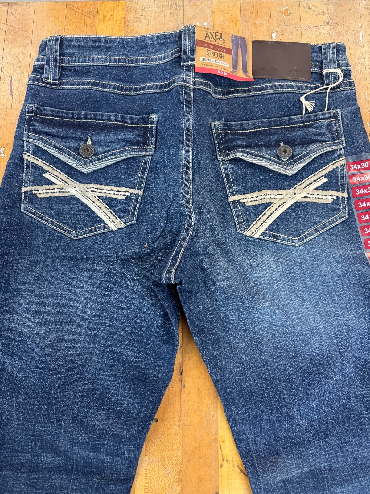 T.K. Axel Men's Slim Boot Cut Medium Wash Stretch Denim Jeans - CHOOSE YOUR SIZE