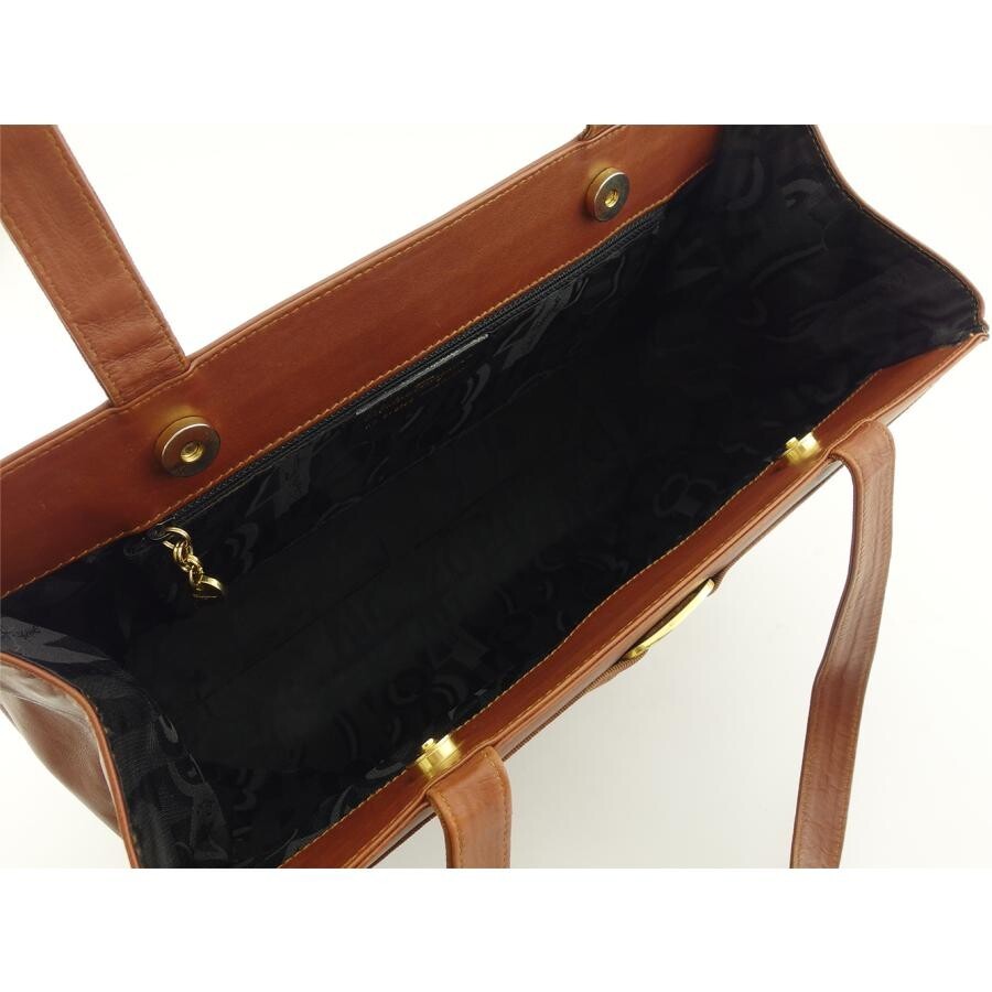 Salvatore Ferragamo Gancini Brown Leather Tote Bag Shoulder Women Auth image 7
