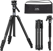 63" Video Travel Tripod, Carbon Fiber Tripod with Quick Release Fluid Head, Leve