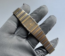 Orologio donna BAUME & MERCIER Swiss MONTE CARLO quarzo "ZEBRA" acciaio/oro anni 80 RARO!