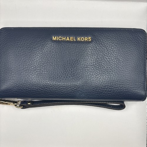Michael Kors Blue Large Wallet With Wristlet Preowned