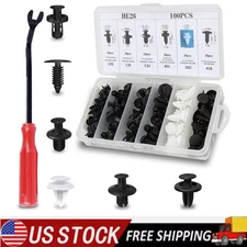 100Pcs Bumper Retainer Clips Car Push Pin Rivet Set Door Trim Panel Fender Clips