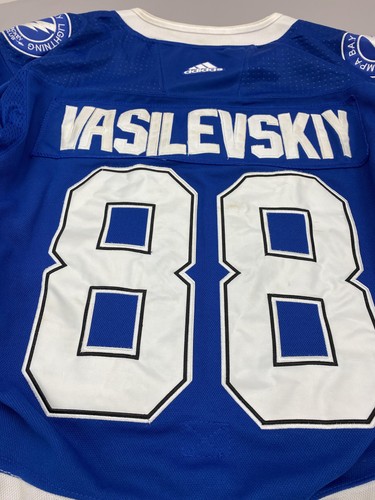 Tampa Bay Lightning Jersey Mens Large 52 NHL Hockey Vasilevskiy 88 Adidas Blue - Picture 8 of 19