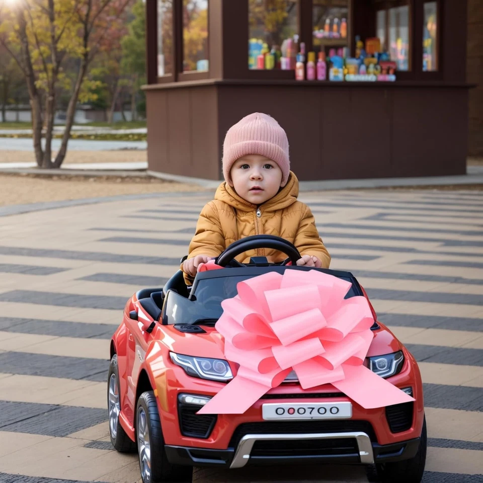 Arco rosa gigante de 12 pulgadas 2 piezas para regalos, autos y decoraciones - Cinta grande de satén Foto 4 de 4