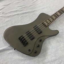 4 String Electric Bass Guitar Matte black and silver solid body maple neck