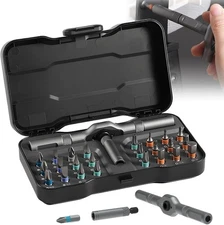 24-in-1 Magnetic Ratchet Screwdriver Set Multi-Bit Tool Kit with T-Handle