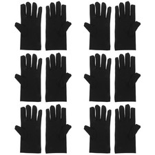 6 Pairs Thin Cotton Gloves for Women Breathable Black Touching Jewelry