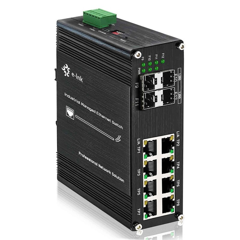 Industrial 30W PoE 8-Port Managed Gigabit Network Switch 802.3at Din Rail Mount