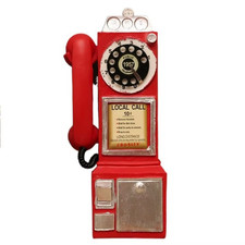 Vintage Telephone Model Wall-Mounted Resin Booth Telephone Figurine Rotary Old-F