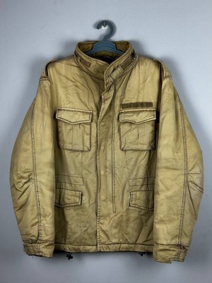 Vintage 70s Alpha Industries Distressed M 65 Field Jacket Beige Size XL