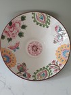 Vintage Large Handpainted Dutch Wax Ceramic Fruit Bowl - Flowers/Butterfly - VGC