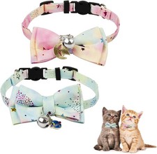 2 Pcs Adjustable Cat Collar with Bell Collar for Kitten Cat 10.9"