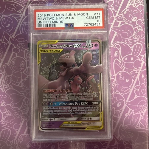 New ListingMewtwo & Mew GX Pokemon Sun & Moon Unified Minds 71/236 PSA 10 (Gem Mint)