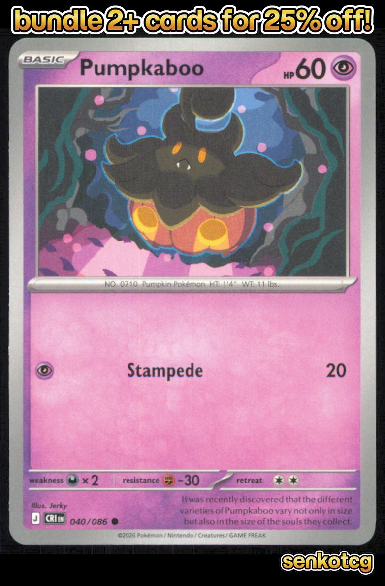 🎴 Pumpkaboo 040/086 Common ME04: Chaos Rising NM