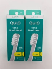 2x QUIP SONIC BRUSH HEADS SOFT WHITE & GRAY 2ct EACH SEALED MR 298