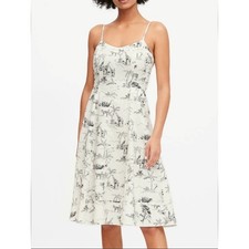 Banana Republic Safari Toile Linen-Cotton Midi Dress Size 14