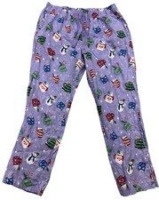 Old Navy Womens Holiday Christmas Pajama Pants Large Purple Santa Sleepwear
