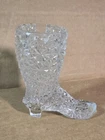 Vintage Clear Glass Daisy & Button Victorian Boot 4"