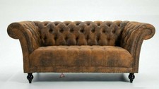 Chesterfield Sofa Armchair Handmade Pu- Leather 1.5 , 2 Or 3 Seater Settee