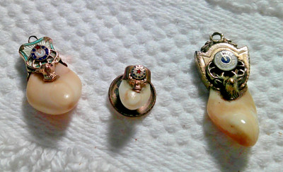 3 gold 14k elks tooth pendant/F.O.B.